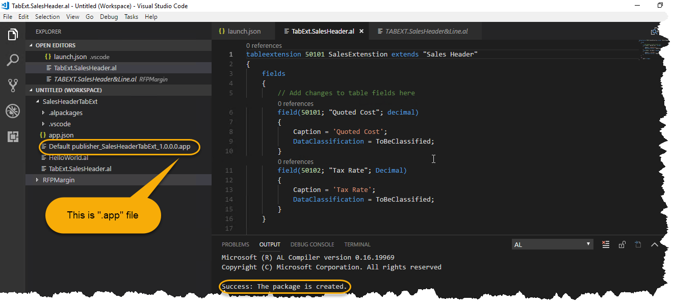 How to create Table Extension in visual studio code? - mywebzone.in